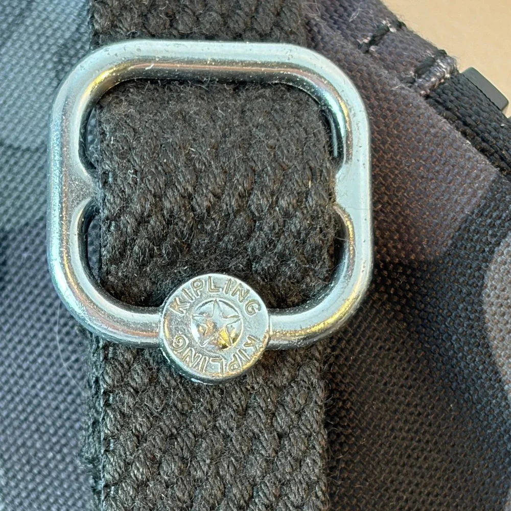 Kipling Grey Camo Small Crossbody Organizer Bag Nylon Adjustable Strap